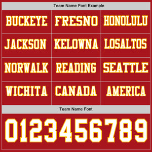 Custom Red White-Gold Long Sleeve Authentic Football Jersey