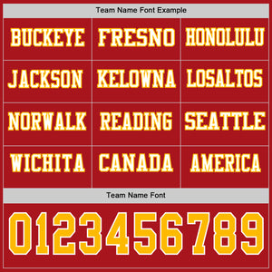 Custom Red Gold-White Long Sleeve Authentic Football Jersey