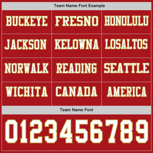 Custom Red White-Old Gold Long Sleeve Authentic Football Jersey