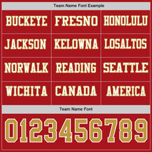Load image into Gallery viewer, Custom Red Old Gold-White Long Sleeve Authentic Football Jersey
