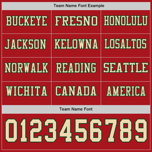 Custom Red Cream-Green Long Sleeve Authentic Football Jersey