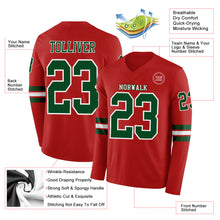 Load image into Gallery viewer, Custom Red Green-White Long Sleeve Authentic Football Jersey
