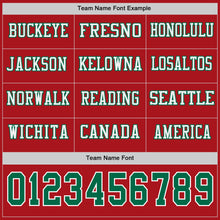 Load image into Gallery viewer, Custom Red Kelly Green-White Long Sleeve Authentic Football Jersey
