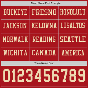 Custom Red Cream Long Sleeve Authentic Football Jersey