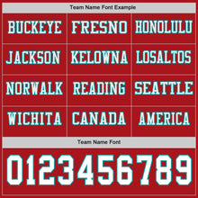 Load image into Gallery viewer, Custom Red White-Teal Long Sleeve Authentic Football Jersey
