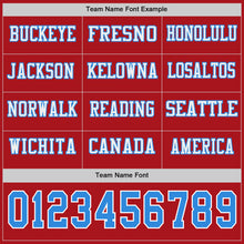 Load image into Gallery viewer, Custom Red Powder Blue-White Long Sleeve Authentic Football Jersey
