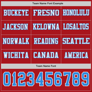 Custom Red Powder Blue-White Long Sleeve Authentic Football Jersey