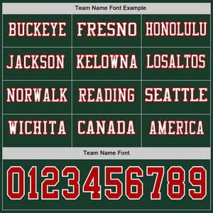 Custom Green Red-White Long Sleeve Authentic Football Jersey