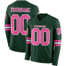 Загрузить изображение в средство просмотра галереи, Custom Green Pink-White Long Sleeve Authentic Football Jersey
