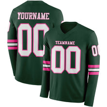 Laden Sie das Bild in den Galerie-Viewer, Custom Green White-Pink Long Sleeve Authentic Football Jersey
