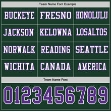Load image into Gallery viewer, Custom Green Purple-White Long Sleeve Authentic Football Jersey
