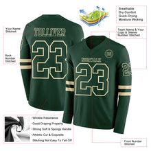 Load image into Gallery viewer, Custom Green Cream Long Sleeve Authentic Football Jersey
