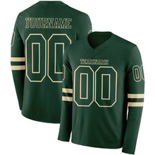 Load image into Gallery viewer, Custom Green Cream Long Sleeve Authentic Football Jersey
