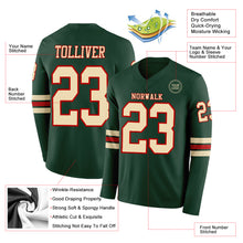 Load image into Gallery viewer, Custom Green Cream-Red Long Sleeve Authentic Football Jersey
