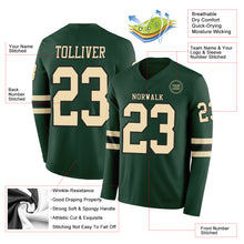 Load image into Gallery viewer, Custom Green Cream-Black Long Sleeve Authentic Football Jersey
