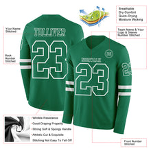 Load image into Gallery viewer, Custom Kelly Green White Long Sleeve Authentic Football Jersey
