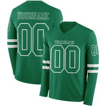 Load image into Gallery viewer, Custom Kelly Green White Long Sleeve Authentic Football Jersey
