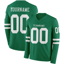 Load image into Gallery viewer, Custom Kelly Green White Long Sleeve Authentic Football Jersey
