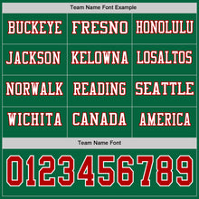 Load image into Gallery viewer, Custom Kelly Green Red-White Long Sleeve Authentic Football Jersey
