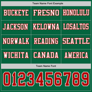 Custom Kelly Green Red-White Long Sleeve Authentic Football Jersey