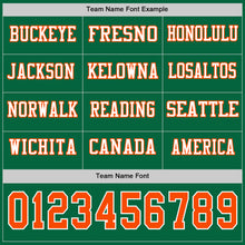 Load image into Gallery viewer, Custom Kelly Green Orange-White Long Sleeve Authentic Football Jersey
