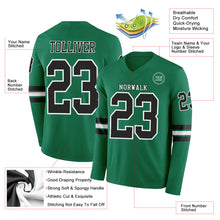 Load image into Gallery viewer, Custom Kelly Green Black-White Long Sleeve Authentic Football Jersey
