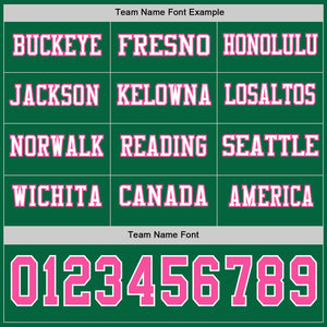 Custom Kelly Green Pink-White Long Sleeve Authentic Football Jersey