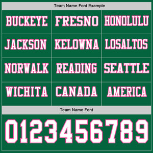 Custom Kelly Green White-Pink Long Sleeve Authentic Football Jersey