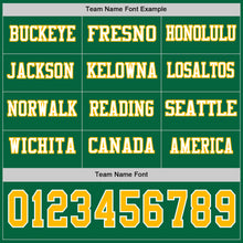 Load image into Gallery viewer, Custom Kelly Green Gold-White Long Sleeve Authentic Football Jersey
