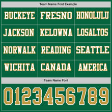 Load image into Gallery viewer, Custom Kelly Green Old Gold-White Long Sleeve Authentic Football Jersey
