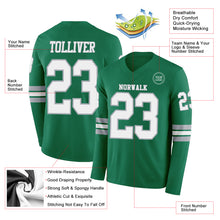 Load image into Gallery viewer, Custom Kelly Green White-Gray Long Sleeve Authentic Football Jersey
