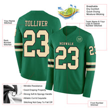 Load image into Gallery viewer, Custom Kelly Green Cream-Black Long Sleeve Authentic Football Jersey
