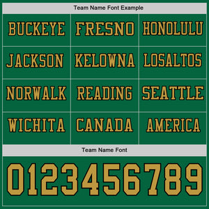 Custom Kelly Green Old Gold-Black Long Sleeve Authentic Football Jersey