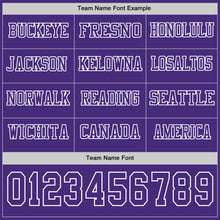 Load image into Gallery viewer, Custom Purple White Long Sleeve Authentic Football Jersey
