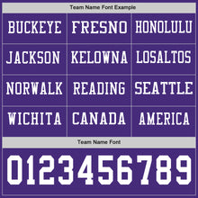 Load image into Gallery viewer, Custom Purple White Long Sleeve Authentic Football Jersey
