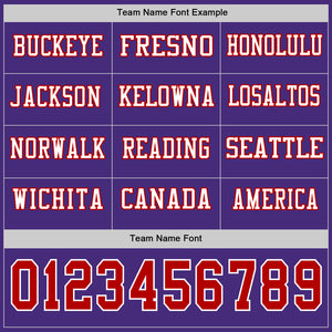 Custom Purple Red-White Long Sleeve Authentic Football Jersey