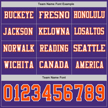 Load image into Gallery viewer, Custom Purple Orange-White Long Sleeve Authentic Football Jersey
