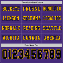Load image into Gallery viewer, Custom Purple Black-Gold Long Sleeve Authentic Football Jersey
