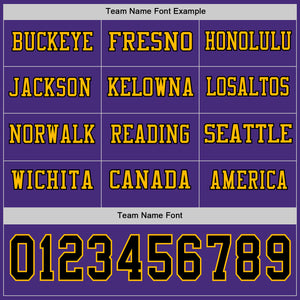 Custom Purple Black-Gold Long Sleeve Authentic Football Jersey