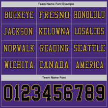 Load image into Gallery viewer, Custom Purple Black-Old Gold Long Sleeve Authentic Football Jersey
