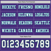 Load image into Gallery viewer, Custom Purple White Black-Teal Long Sleeve Authentic Football Jersey
