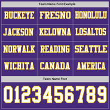 Load image into Gallery viewer, Custom Purple White-Gold Long Sleeve Authentic Football Jersey
