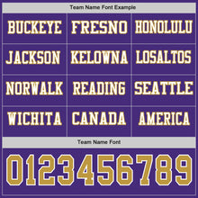 Load image into Gallery viewer, Custom Purple Old Gold-White Long Sleeve Authentic Football Jersey
