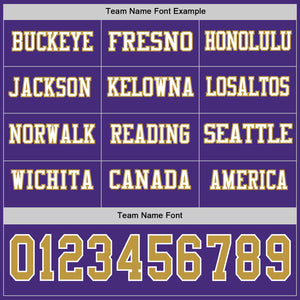 Custom Purple Old Gold-White Long Sleeve Authentic Football Jersey