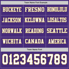 Load image into Gallery viewer, Custom Purple White-Old Gold Long Sleeve Authentic Football Jersey
