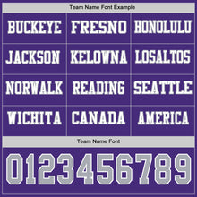Load image into Gallery viewer, Custom Purple Gray-White Long Sleeve Authentic Football Jersey
