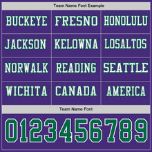 Load image into Gallery viewer, Custom Purple Kelly Green-White Long Sleeve Authentic Football Jersey
