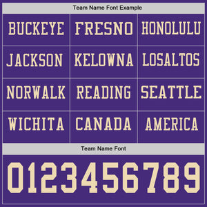 Custom Purple Cream Long Sleeve Authentic Football Jersey