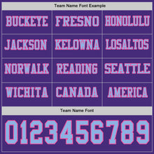 Load image into Gallery viewer, Custom Purple Light Blue-Pink Long Sleeve Authentic Football Jersey

