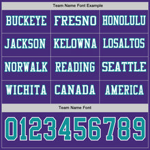 Load image into Gallery viewer, Custom Purple Teal-White Long Sleeve Authentic Football Jersey
